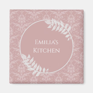 Pink Elegant Damask Magnet