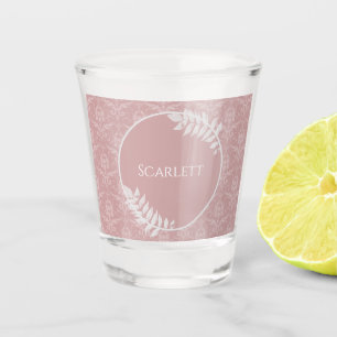 Pink Elegant Damask Personalised Shot Glass
