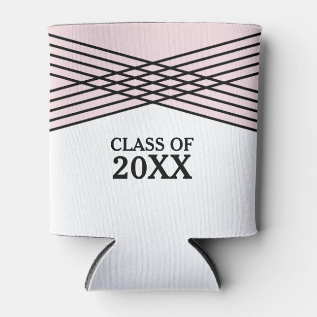 Pink Elegant Deco Graduation Can Cooler (Front)