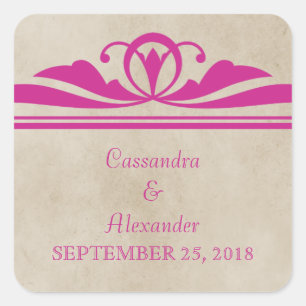 Pink Elegant Deco Wedding Stickers