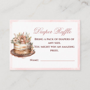 Pink Elegant Diaper Raffle Baby Shower Enclosure  Business Card
