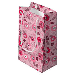 Pink elegant ditsy floral pattern small gift bag