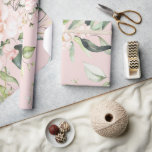 Pink Elegant Eucalyptus Greenery Wedding Wrapping Paper<br><div class="desc">Gorgeous pastel pink background with blush pink coloured flowers with greenery accents along with some pretty eucalyptus. Beautiful!   So pretty for bridal shower or wedding.</div>