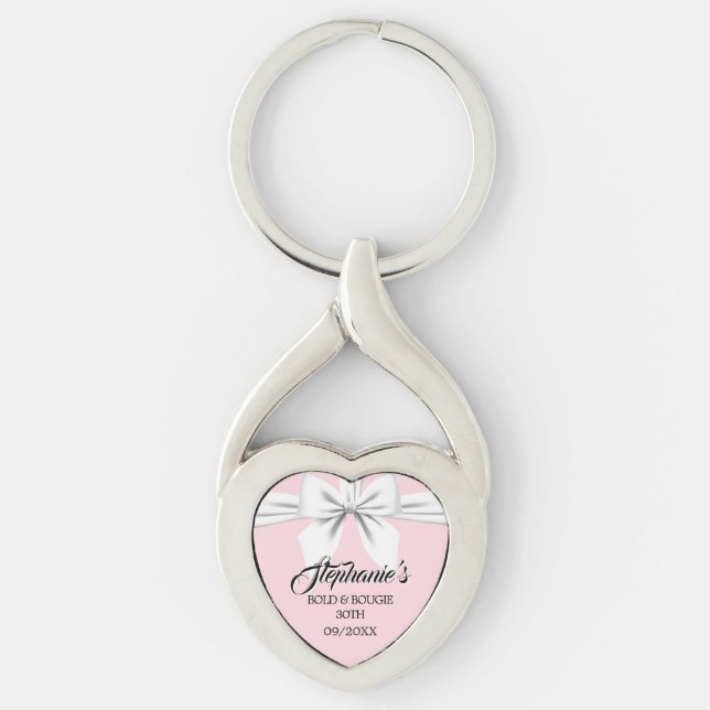 Pink Elegant Fancy Tiffany Birthday Keepsake Key Ring (Front)
