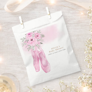 Pink Elegant Floral Ballerina Shoes Baby Shower Favour Bags