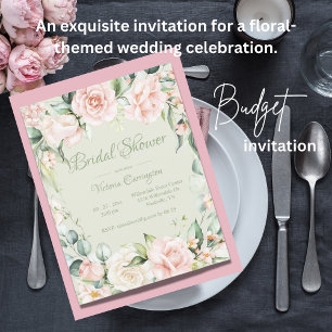 Pink Elegant Floral Budget Bridal Shower