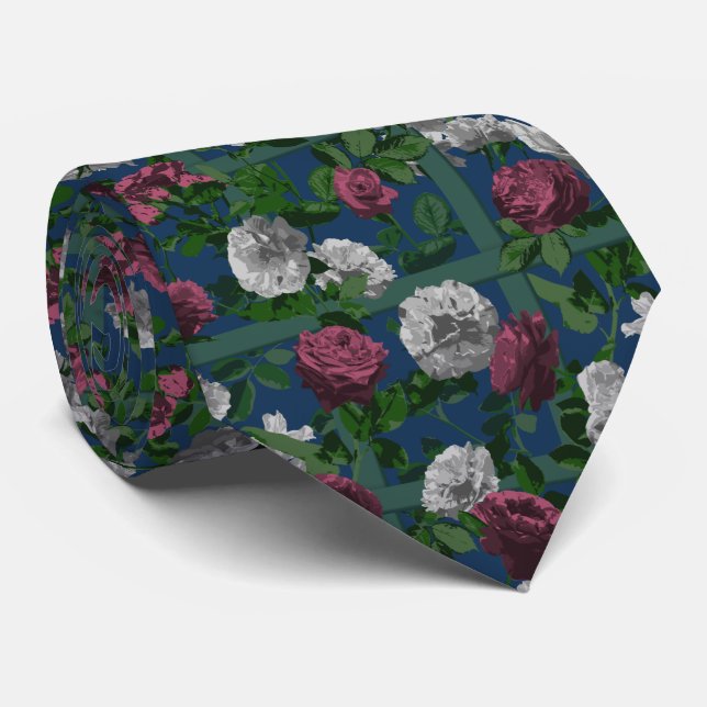 Pink Elegant Floral Roses   Tie (Rolled)