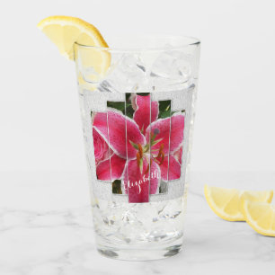 Pink Elegant Floral Watercolor Flowers Glass