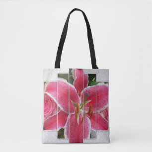 Pink Elegant Floral Watercolor Flowers Tote Bag