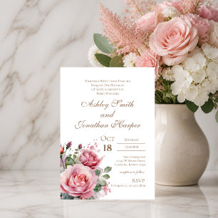 Pink Elegant Floral Wedding Invitation