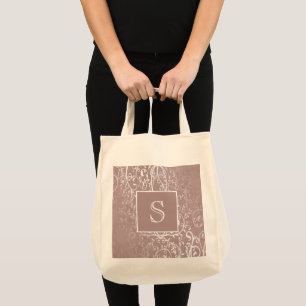 Pink Elegant Flourish Monogram Tote Bag