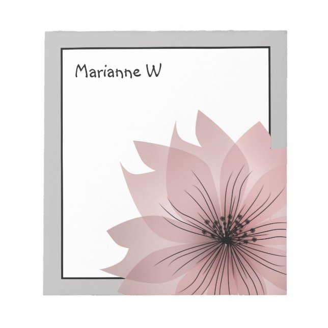 Pink elegant flower notepad (Front)