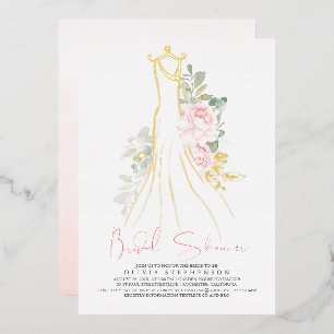 Pink Elegant Flowers Gold Greenery Bridal Shower
