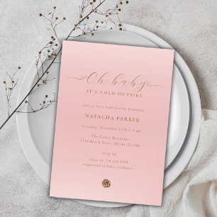 Pink Elegant Girl Winter Baby Shower Invitation