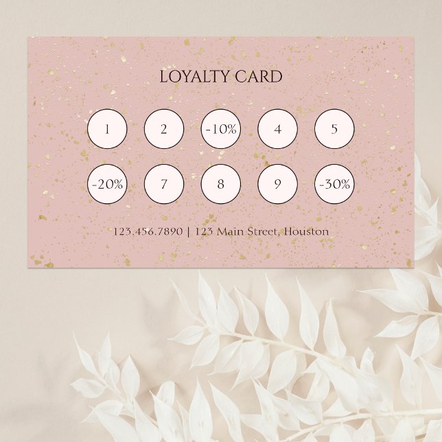 Pink Elegant Gold Glitter Nail Salon Manicurist Loyalty Card (Creator Uploaded)