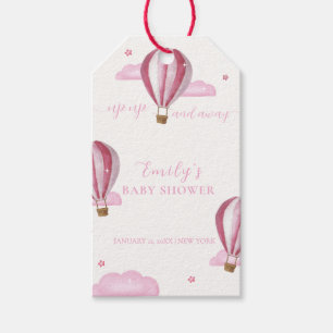 Pink Elegant Hot Air Balloon Girl Baby Shower Gift Tags
