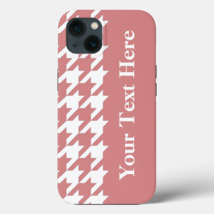 Pink Elegant Houndstooth with custom text iPhone 13 Case
