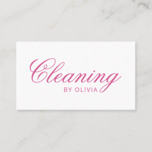 Pink Elegant House Cleaning Service Business Card