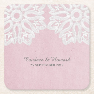 Pink Elegant Lace Paper Coasters