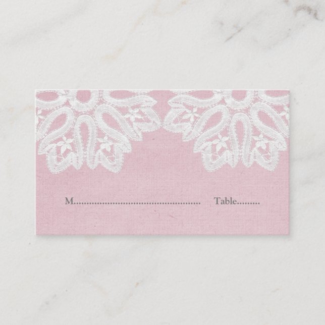 Pink Elegant Lace Place Cards (Front)