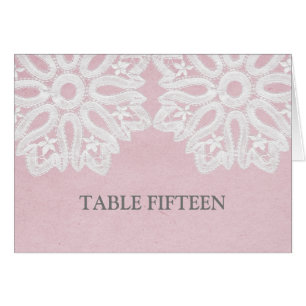 Pink Elegant Lace Table Number Card
