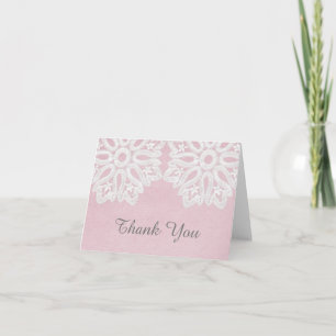 Pink Elegant Lace Thank You Card