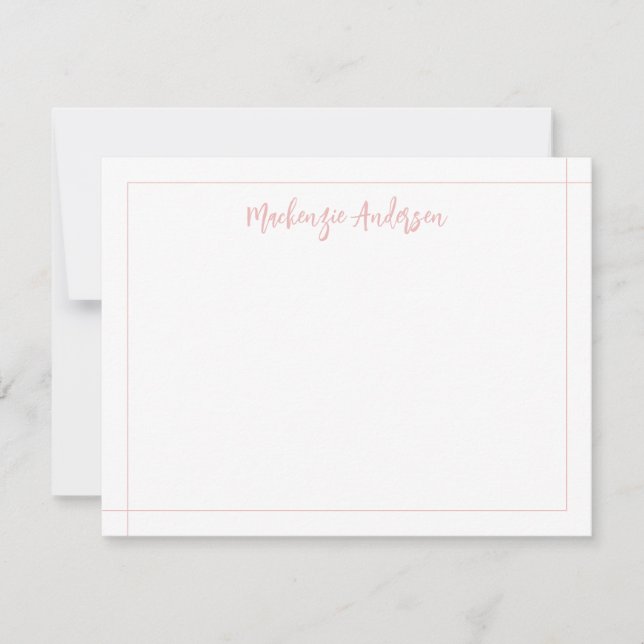 Pink Elegant Modern Border Square Card (Front)