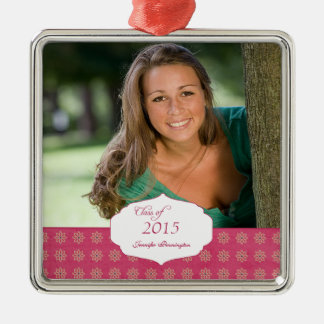 Pink elegant pattern graduation photo ornament