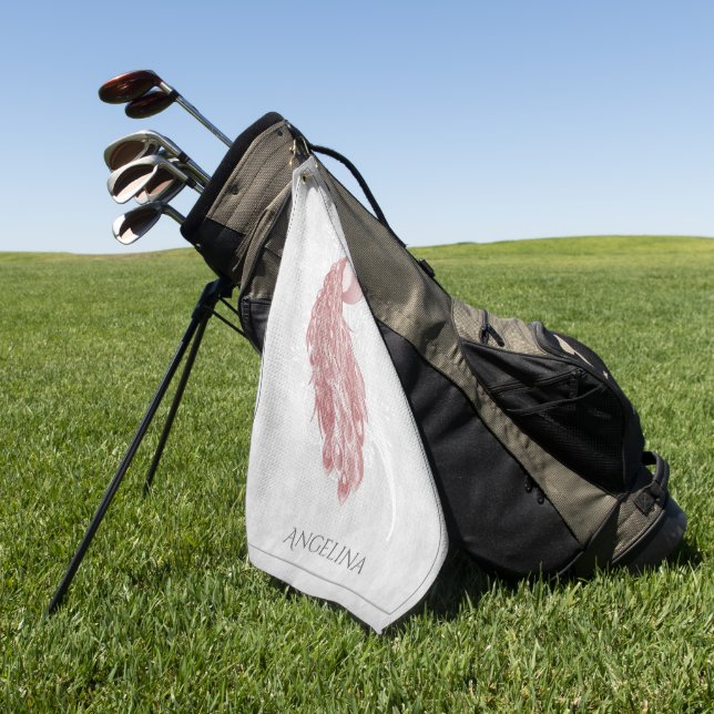 Pink Elegant Peacock Golf Towel (Green)