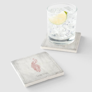 Pink Elegant Peacock Personalised Stone Coaster