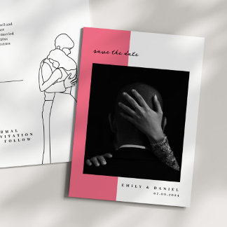 PINK Elegant Photo Save the date Invitation