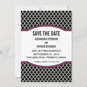 Pink Elegant Quatrefoil Save the Date Invite