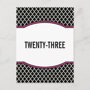 Pink Elegant Quatrefoil Table Number Postcard