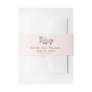 Pink Elegant Quinceañera Invitation Belly Band