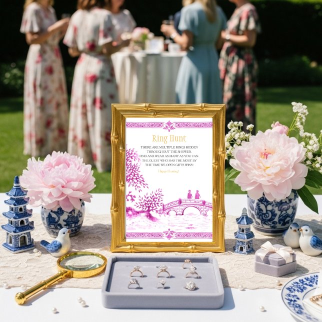 Pink elegant Ring Hunt Game sign Invitation (Pink elegant Ring Hunt Game sign )