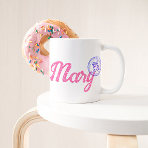 Pink Elegant Script Best Mum Motif Coffee Mug