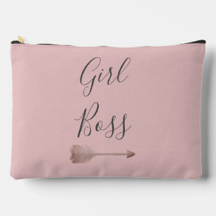 Pink Elegant Script Girl Boss Accessory Pouch