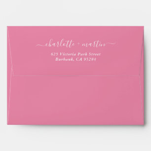 Pink Elegant Script Return Address Wedding Envelope