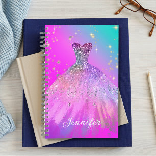 Pink Elegant Sparkle Glitter Dress Notebook