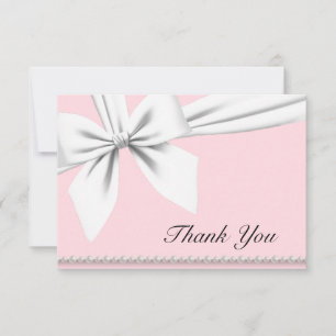 Pink Elegant Tiffany Pearls Fancy Thank You Cards