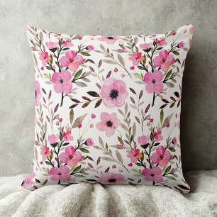 Pink Elegant vintage wildflowers floral pattern  Cushion