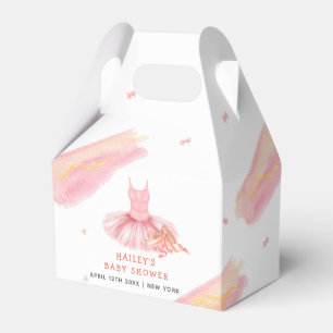 Pink Elegant Watercolor Ballerina Girl Baby Shower Favour Box
