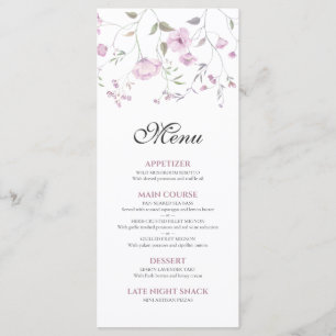 Pink Elegant Watercolor Floral Wedding Menu