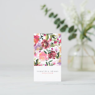 Pink Elegant Watercolor Flowers Business Card