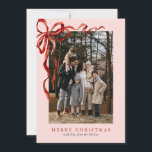Pink Elegant Watercolor Red Bow Christmas 2 Photo Holiday Card<br><div class="desc">Pink Elegant Watercolor Red Bow Christmas 2 Photo Holiday Card features a beautiful watercolor red bow around your two photos.</div>