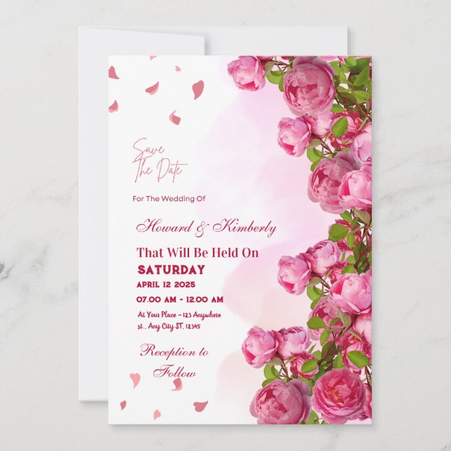 Pink Elegant Wedding  - Romantic Timeless Memories Invitation (Front)
