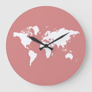 Pink Elegant World Large Clock