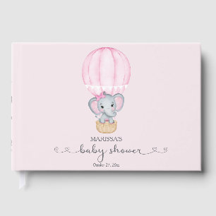 Pink Elephant Baby Girl Shower Guest Book