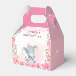Pink Elephant Baby Girl Shower Sprinkle Guest Gift Favour Box