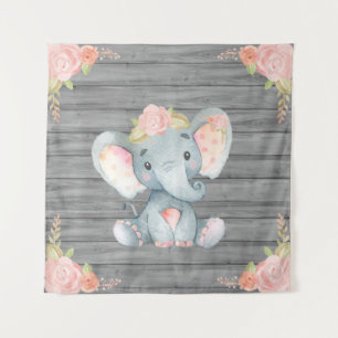 Pink Elephant Baby Shower Backdrop Tapestry
